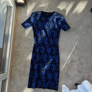 Blue and black sweater dress